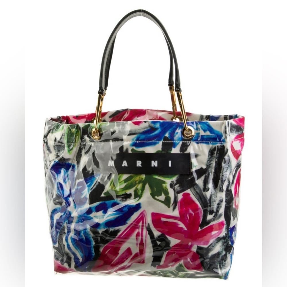 Marni PVC Floral Tote with Leather Handles